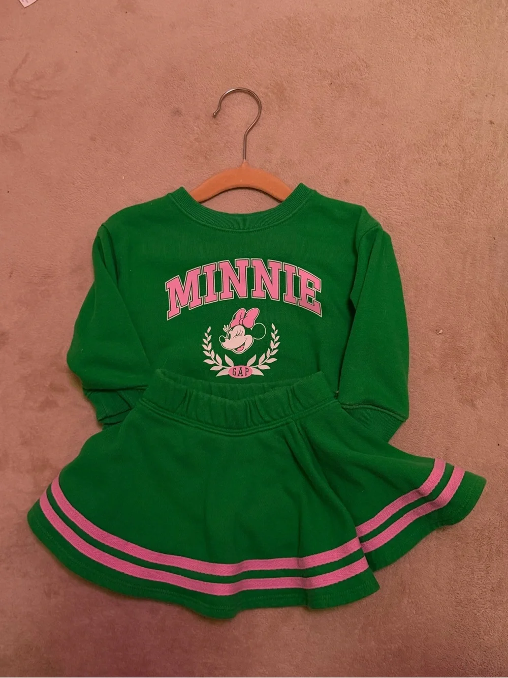 GAP Green & Pink Minnie Girls Sweatshirt and Skirt Set